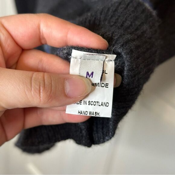 Harry Potter Heather Grey Blue Raven Claw Striped V-Neck Wool Blend Sweater Sz M - Picture 6 of 8